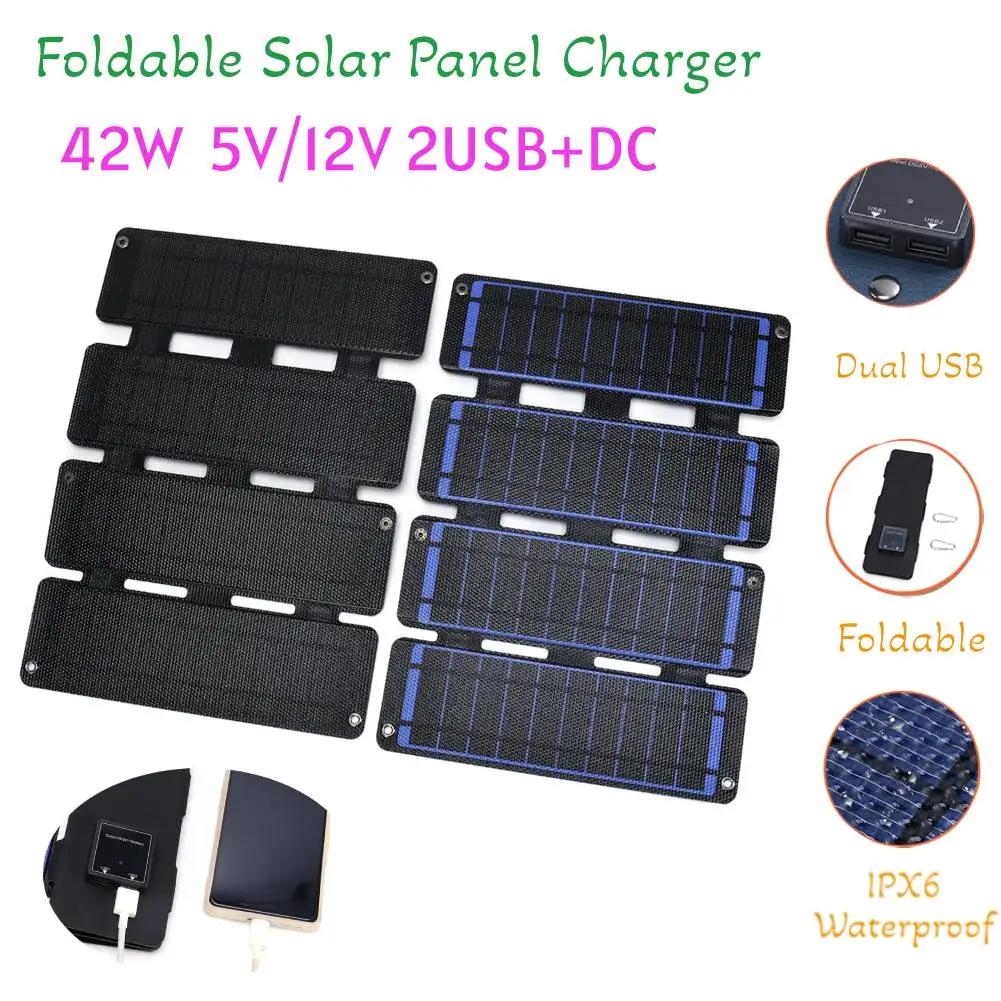 5V 40W Mobile Phone Power Bank Dual USB 2.0 Output IPX6 Waterproof Solar Panel Charger Ultra-thin Anti Scratch Outdo